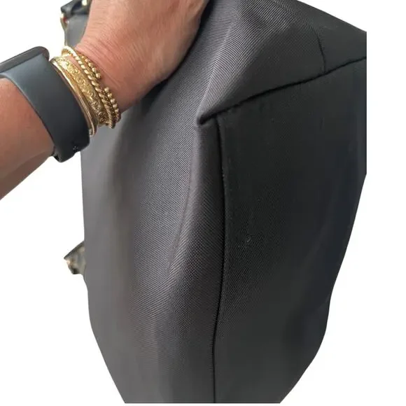 DOONEY & BOURKE Erica Nylon Large Black Shoulder Bag Leather Trim Italy *READ* - Picture 8 of 15